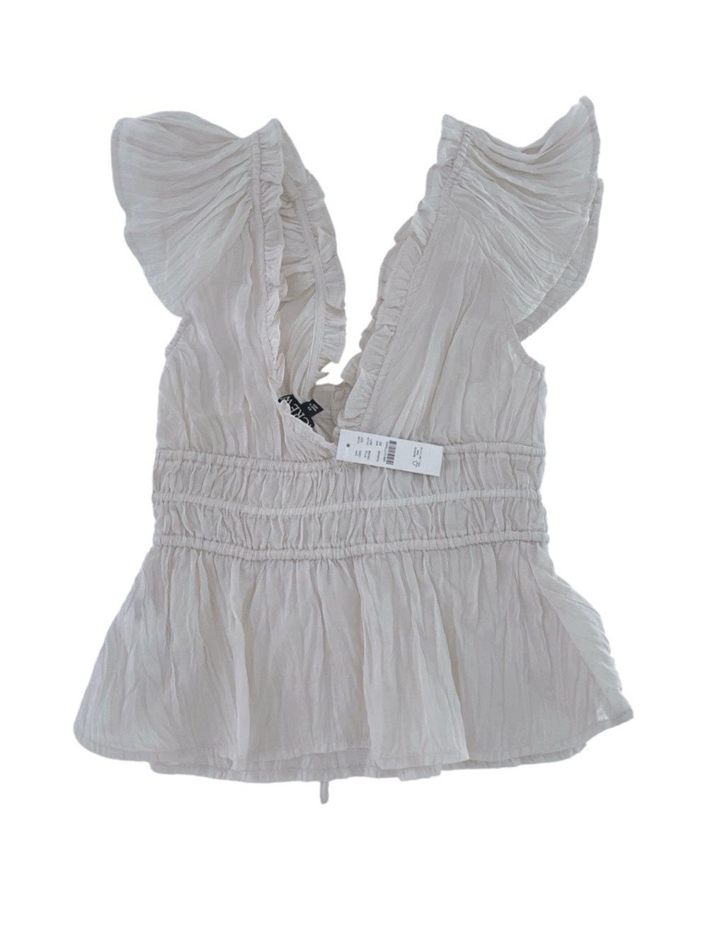 New J. Crew Cream Ruffle Palermo Peplum Babydoll Blouse in size XS - Picture 3 of 5